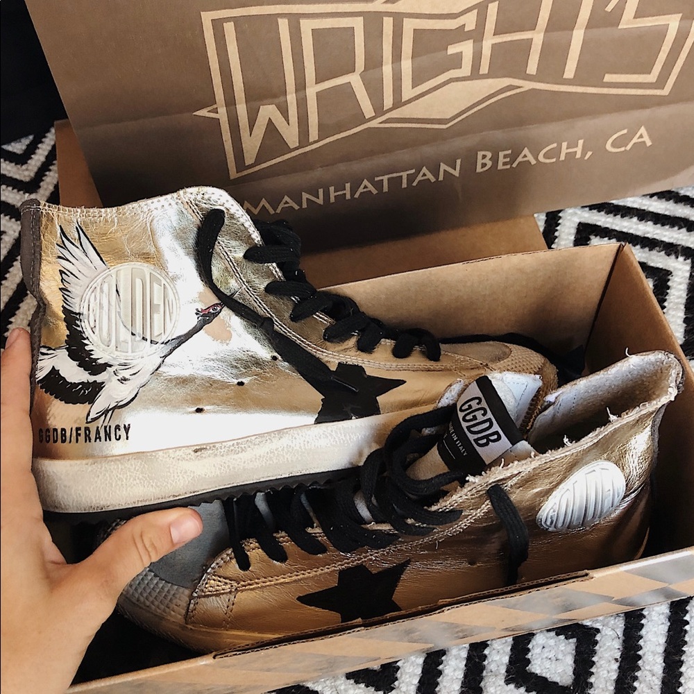 Golden Goose Francy sneaker w/ hand-painted crane